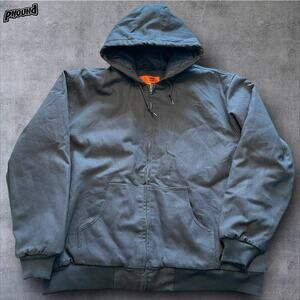 CornerStone Hooded Work Jacket Mens 2XL Quilted Lined Full Zip Port Pocket